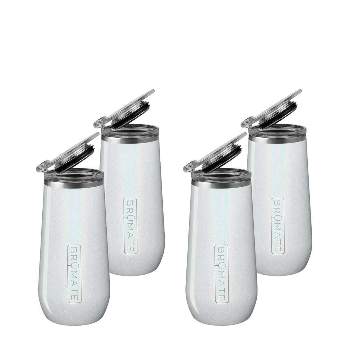 Four-Piece Champagne Flute Set | Glitter White | 12oz